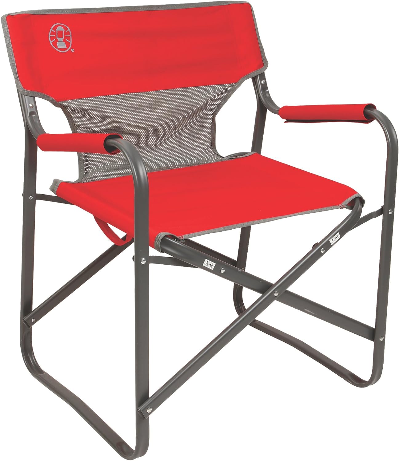 Coleman Outpost Breeze Steel Deck Chair, Portable Folding Chair with Padded Arm Support & Angled Sitting Position for Comfort, Great for Camping, Patio, Tailgating, Sideline Sports, & More