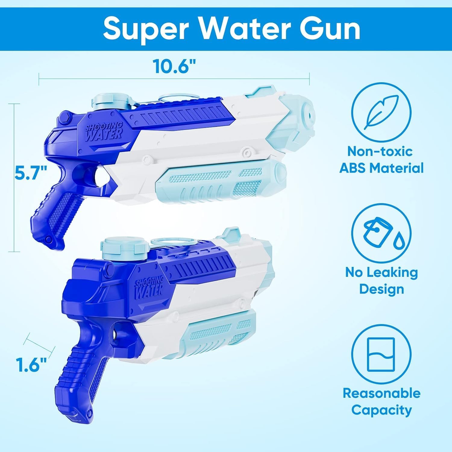 Water Gun, Water Guns for Adults & Kids, 4 PCS 300CC Long Range High Capacity for Water Guns, Water Toys, Water Blaster, Swimming Pool Beach Outdoor Summer Fun Party Games, Gifts for Boys and Girls