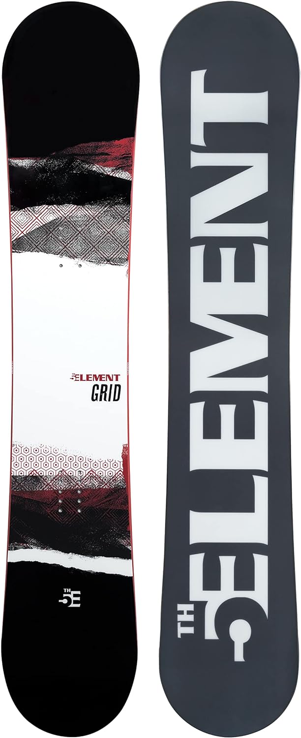 5th Element Grid Freeride-All Mountain Snowboard for Men with EZ Rocker-Designed for Beginners and Intermdiate Riders-Regular and Wide