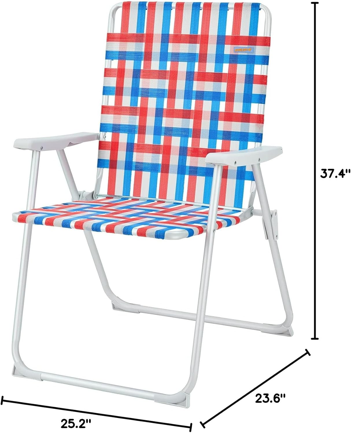 #WEJOY Folding Webbed Lawn Beach Chair - Oversized 17-in High Beach Chair for Adults Heavy Duty,Aluminum High Seat Camping Chair for Outdoor Garden Park Backyard