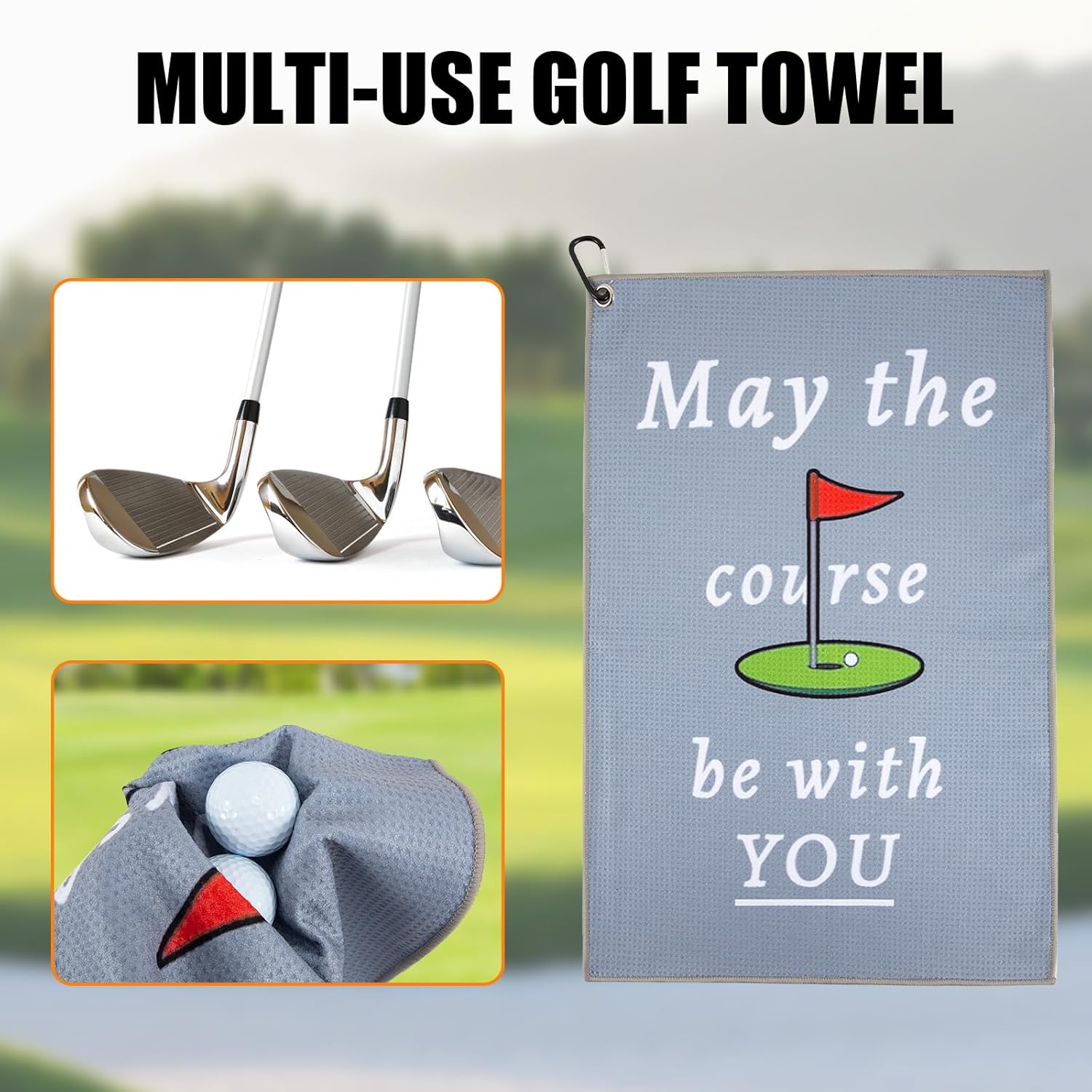 Golf Towel,Funny Golf Towel for Men Clean Golf Balls,Golf Towels for Golf Bags with Clip,Golf Gifts for Men Husband Boyfriend Dad,Fun Golf Accessories,Golf Cleaning Towel,Birthday Gifts for Golfers