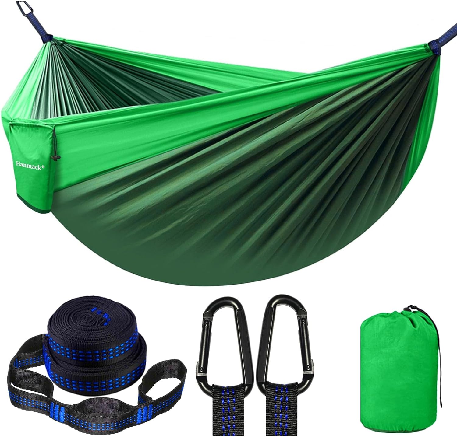 Camping Hammock, Double Hammock with 2 Tree Straps(16+2 Loops), Two Person Hammocks with 210T Nylon Parachute Portable Lightweight Hammock for Backpacking, Outdoor, Beach, Travel, Hiking, Backyard