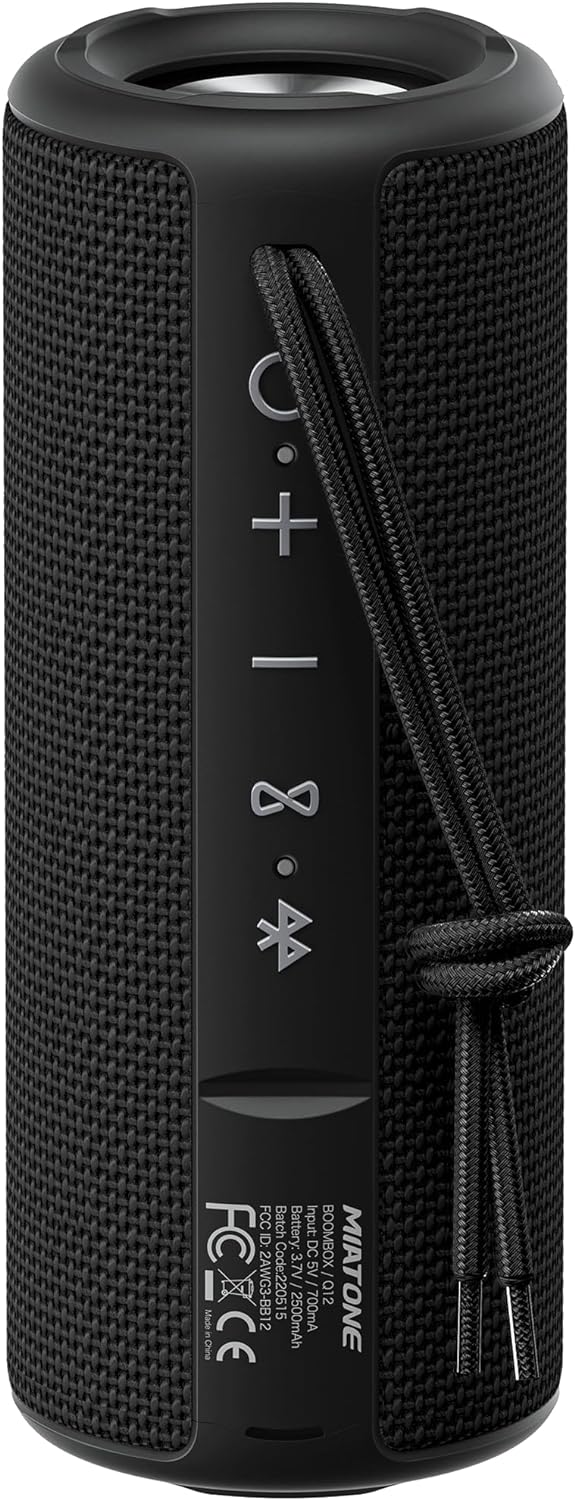 MIATONE Bluetooth Speakers, Waterproof and Portable Outdoor Wireless Speaker (Black)