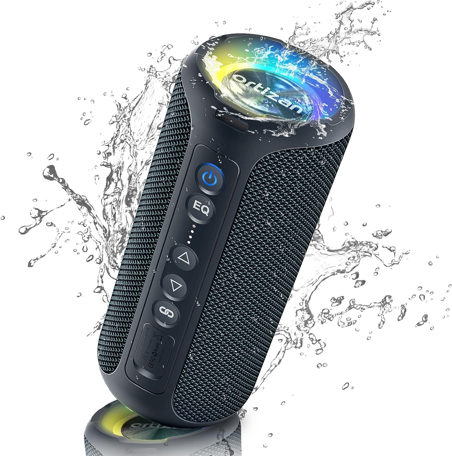 Ortizan Bluetooth Speakers, 40W Loud Stereo Portable Wireless Speaker, IPX7 Waterproof Shower Speakers with Bluetooth 5.3, Deep Bass, LED Light, Microphone, True Wireless Stereo for Home, Outdoor