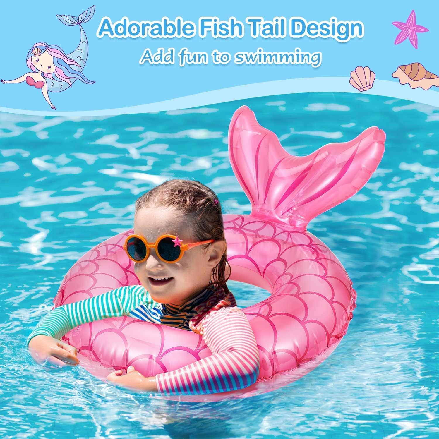 MoKo Inflatable Swimming Ring, Children Cute Pool Float Tube Decorations Swim Tubes Outdoor Pool Beach Water Floats Party Supplies Kids Floaties