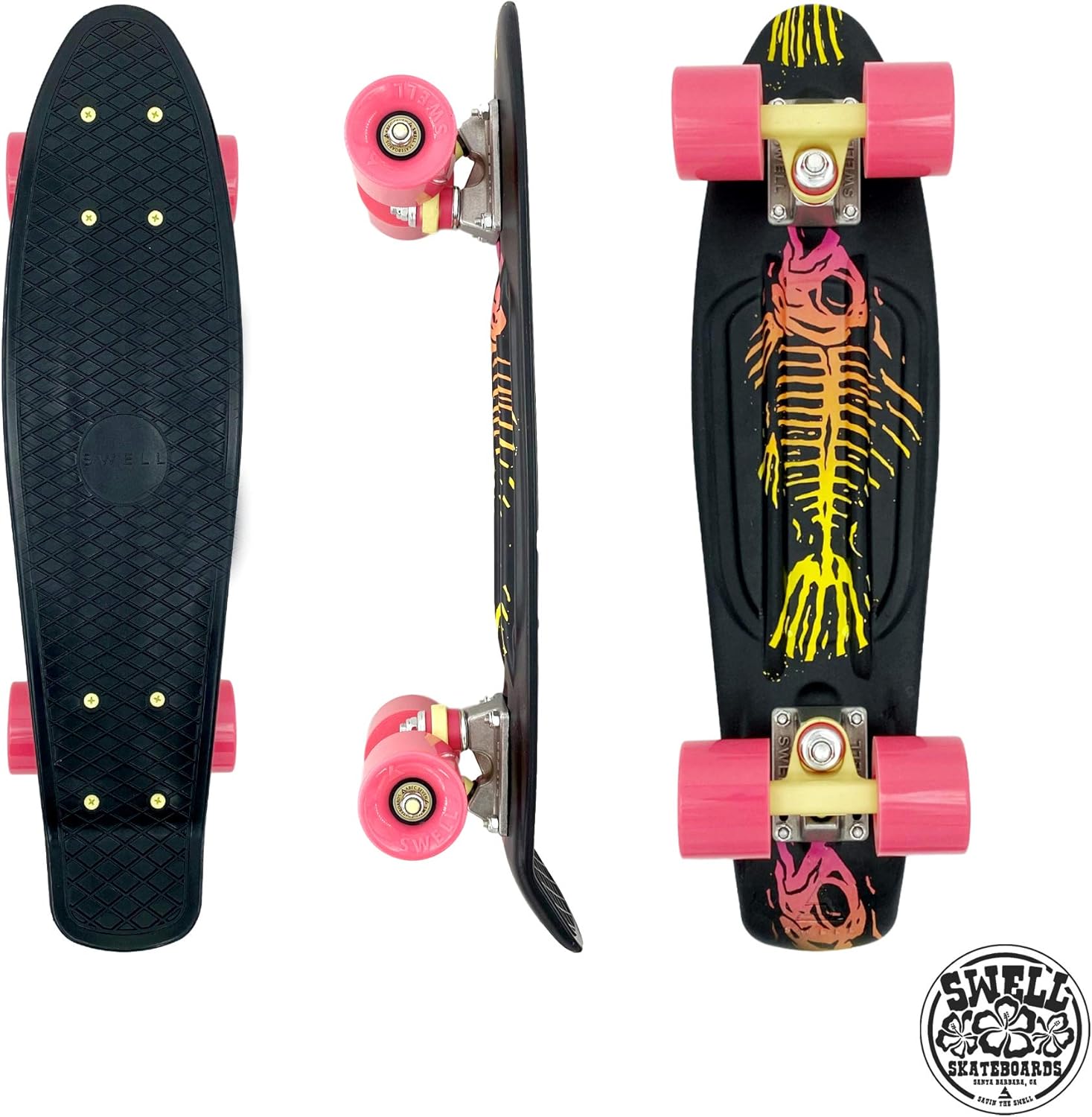 22 inch and 28 Inch Plastic Retro Mini Cruiser Complete Skateboard for Beginners, Boys, Girls, Youths, Teens, Adults, and College Students.