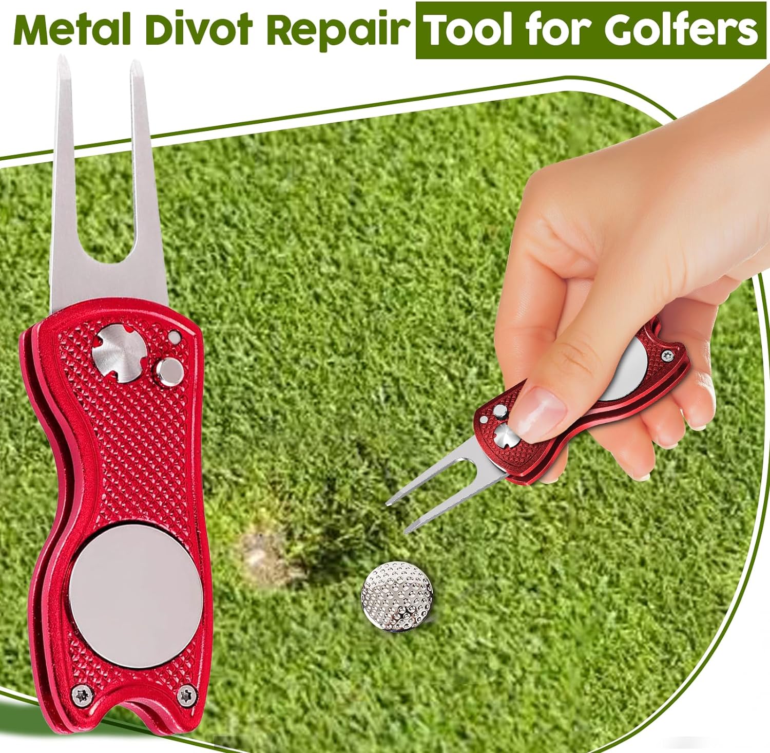 Golf Fathers Day Dad Gifts for Men from Daughter Son Wife, Golf Accessories Set with PU Case, 4 Golf Balls, Golf Tees, Versatile Golf Divot Tool, Golf Hat Clip Marker