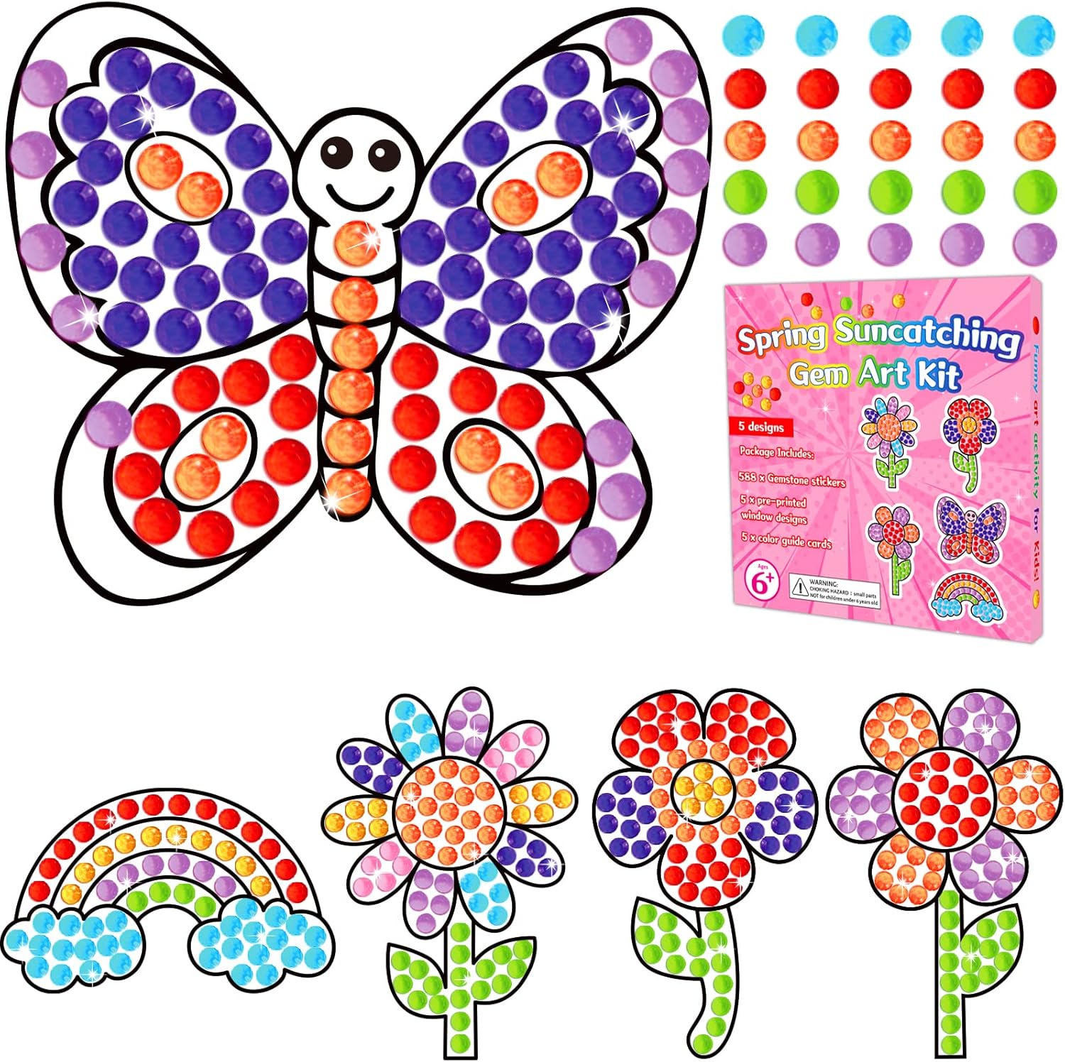 Summer Flower Arts and Crafts, Summer Art Crafts Suncatcher Kits for Children Kids at 6-8, DIY Diamond Painting Kits for Girls at 4 5 10 12