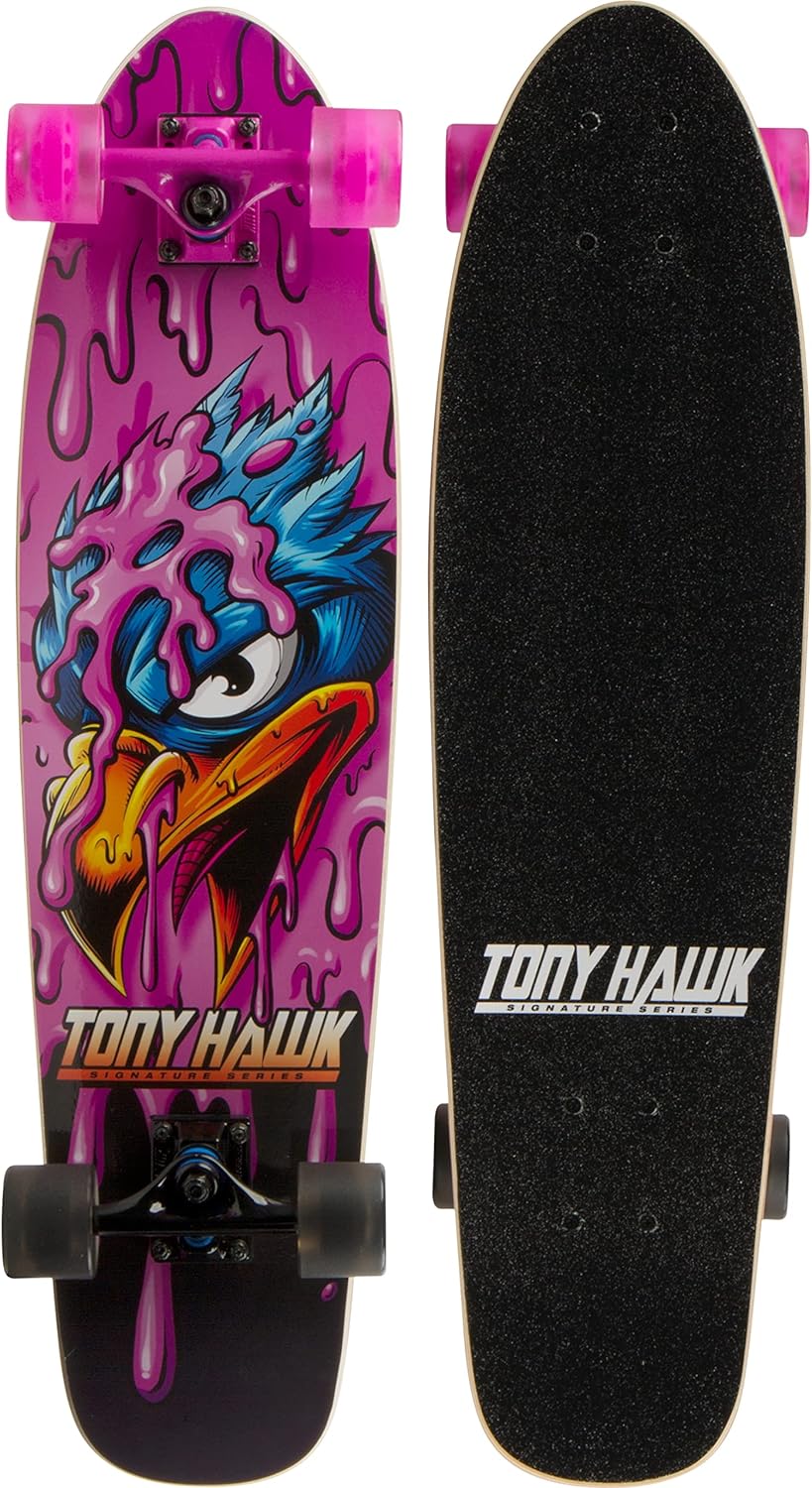 Tony Hawk 31" Complete Cruiser Skateboard, 9-Ply Maple Deck Skateboard for Cruising, Carving, Tricks and Downhill