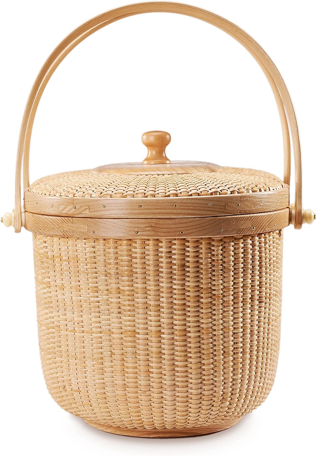 Nantucket style basket Picnic Basket rattan Handmade Products woven Sewing storage basket Two swing handles Tote Bag For Women