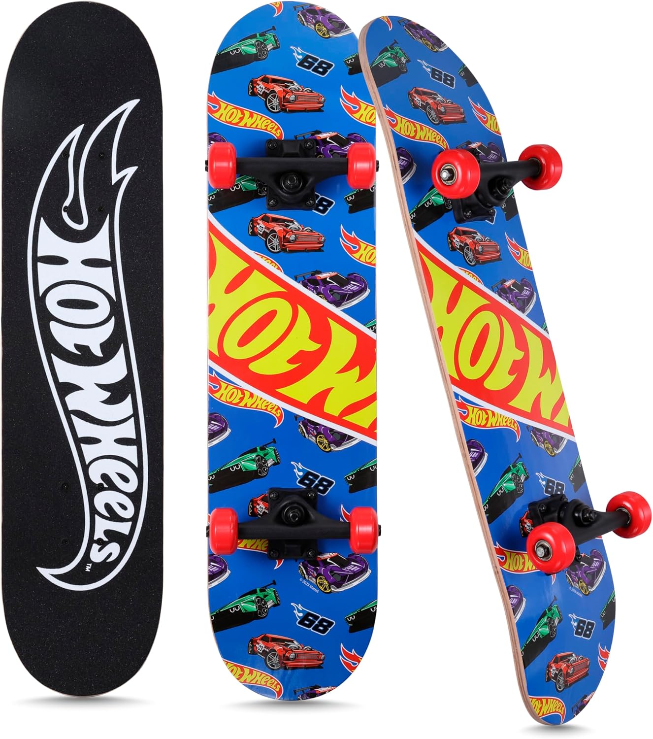 Hot Wheels 31 inch Skateboard, 9-ply Maple Desk Skate Board for Cruising, Carving, Tricks and Downhill