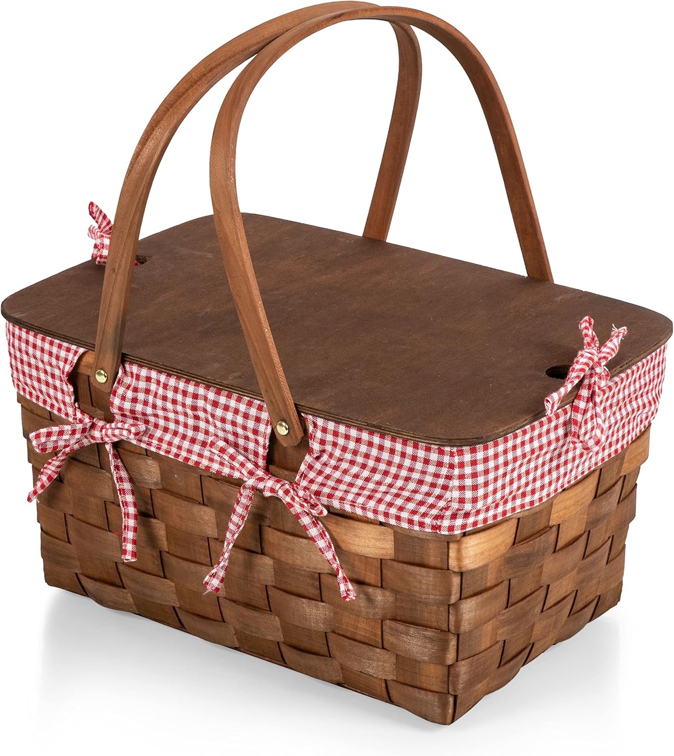 Kansas Handwoven Wood Picnic Basket