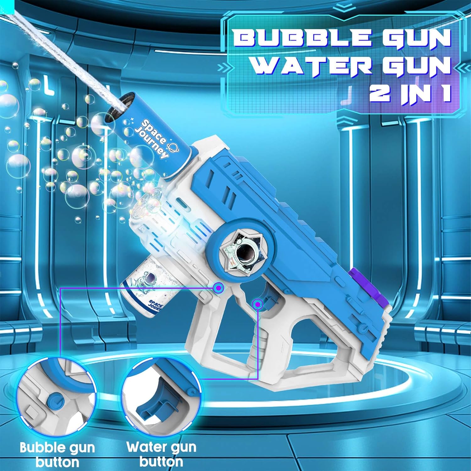 Dolanus Electric Water Gun Bubble Gun 2 in 1 for Kids, Long Range Powerful Automatic Squirt Guns for Adults, Toys for 8-12 years old boys, Gift Idea Outdoor Summer Pool Toy for Kid Boy Ages 5 8 10 12