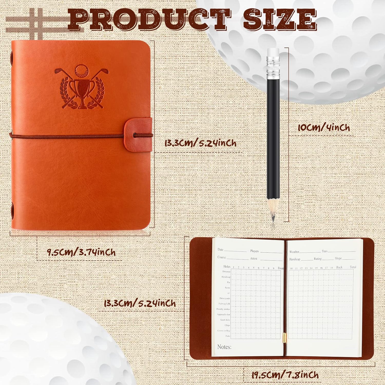 Yexiya Golf Scorecard Book with Golf Pencil Leather Golf Journal Golf Notebook Golf Log Book Pocket Golf Score Book Golf Gifts for Men Golfers, Sports and Outdoor Golf Club Accessories