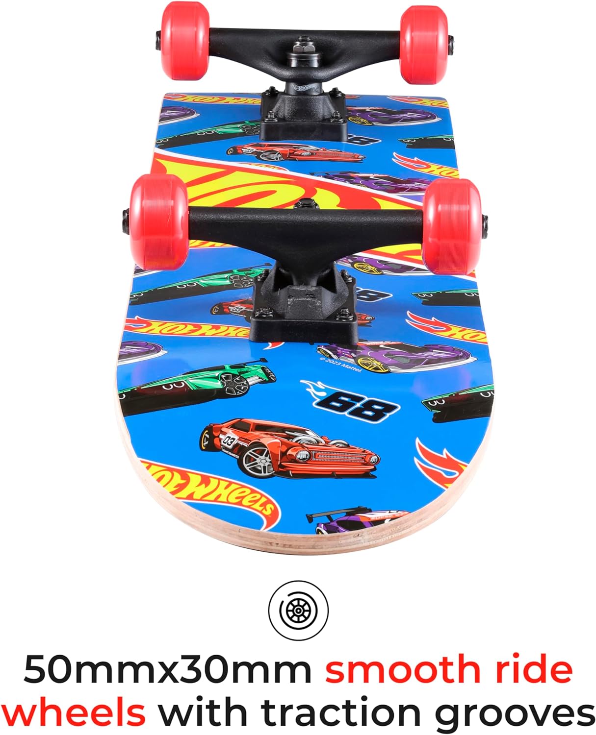 Hot Wheels 31 inch Skateboard, 9-ply Maple Desk Skate Board for Cruising, Carving, Tricks and Downhill