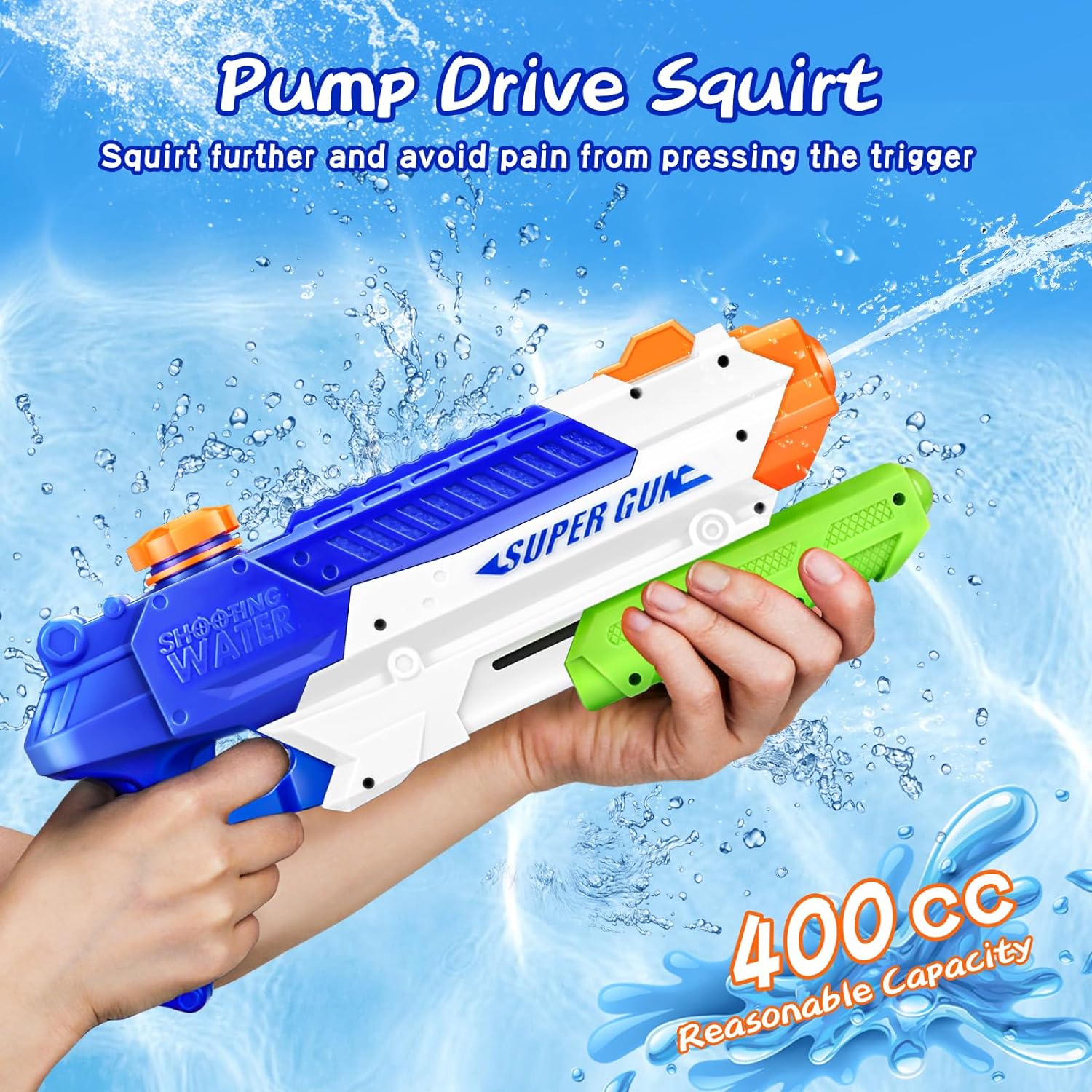 Water Guns for Kids Adults - 2 Pack Squirt Guns for Kids, 400CC with Long Range - Ideas Gift Toys for Summer Swimming Pool Beach Outdoor Water Fighting Toy for Boys Girls