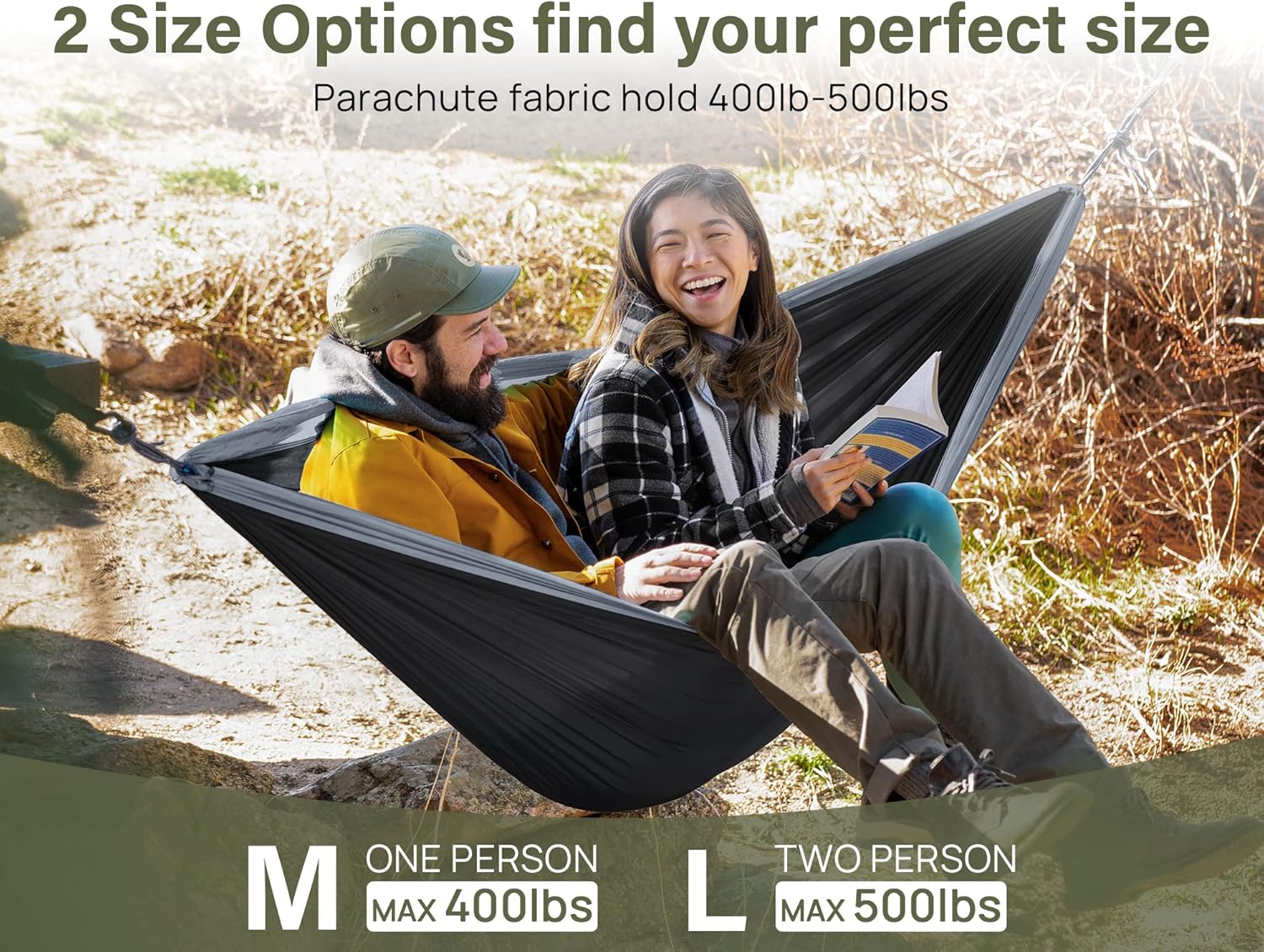 Kootek Camping Hammock, Camping Essentials, Lightweight Portable Double & Single Hammock with Tree Straps, Camping Gear for Outside Hiking Camping Beach Backpack Travel