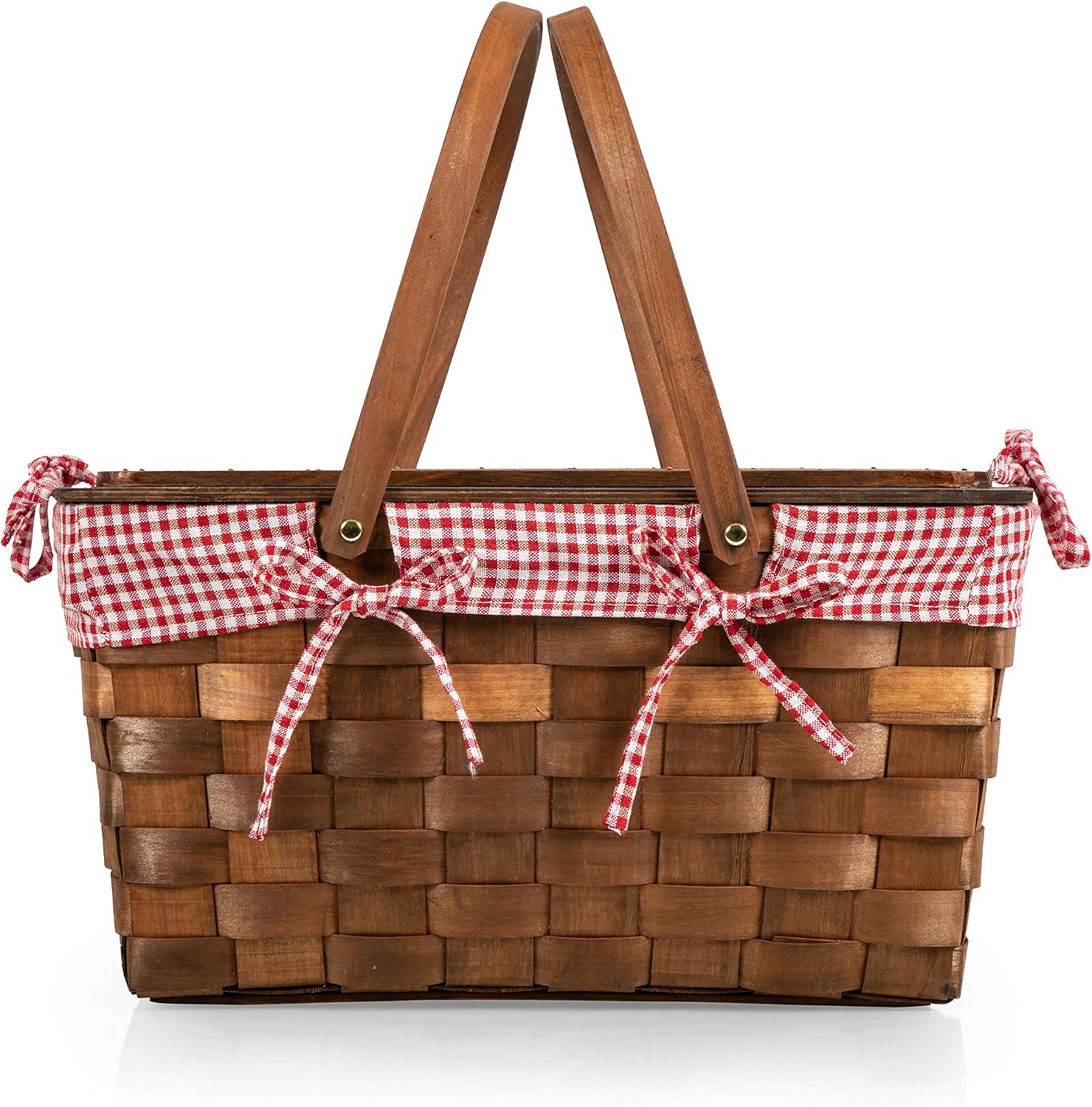 Kansas Handwoven Wood Picnic Basket