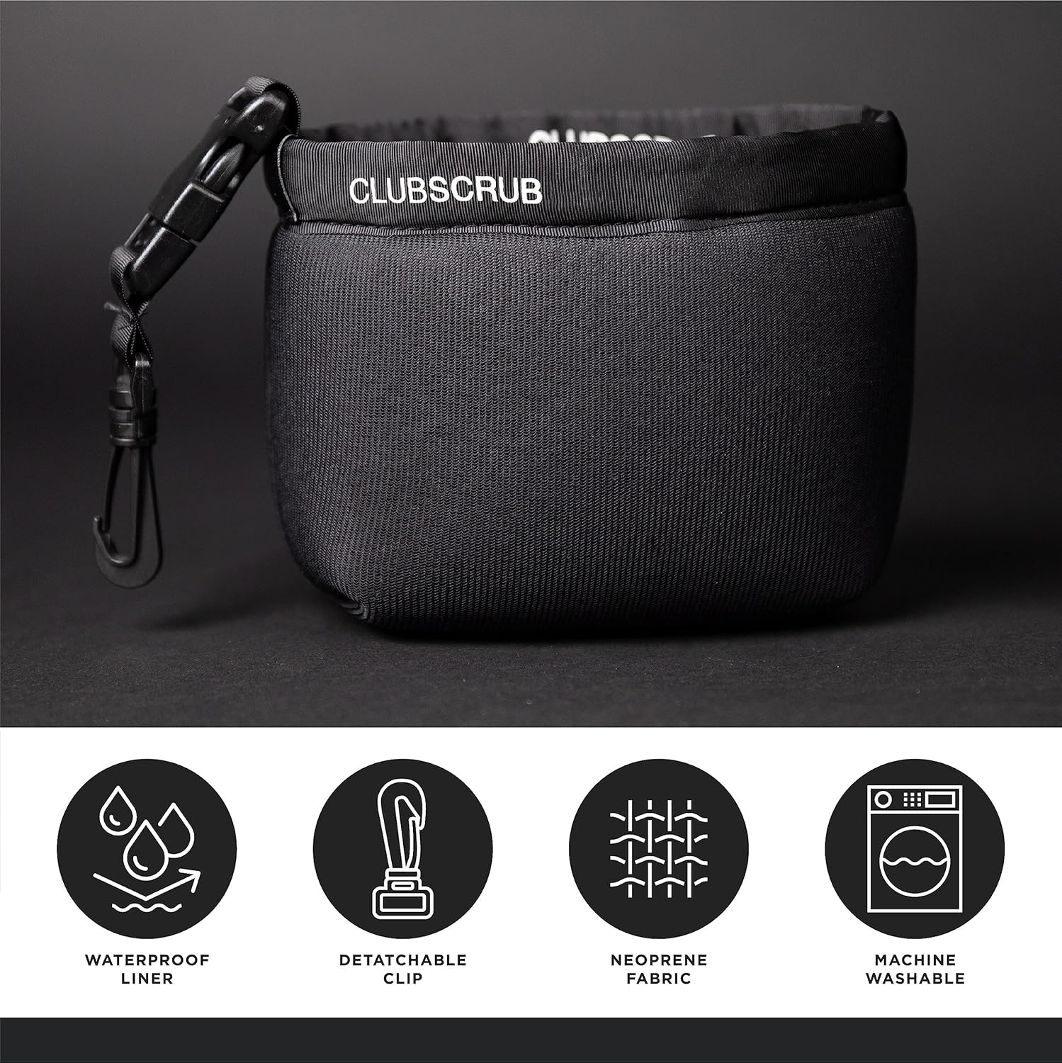 Golf Club and Golf Ball Cleaning Bag, Waterproof Clean Face Technology Liner, Detachable Clip, Machine Washable, Cleans Club Grooves, Dry Exterior (Neoprene or Microfiber Option Available)