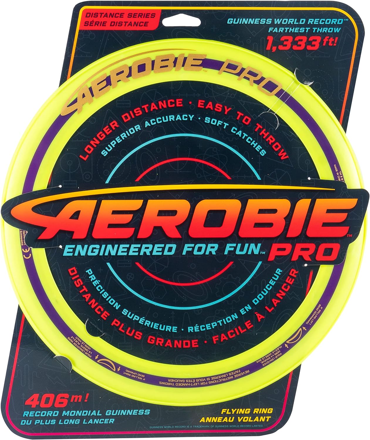 Aerobie Pro Ring Outdoor Flying Disc, 14 inches, Yellow