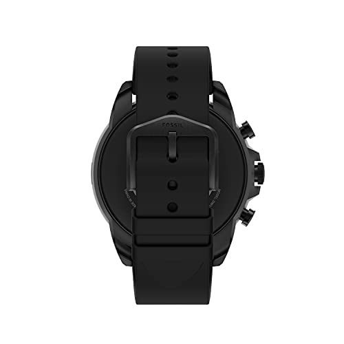 Fossil Men's Gen 6 44mm Stainless Steel and Silicone Touchscreen Smart Watch, Color: Black (Model: FTW4061V)