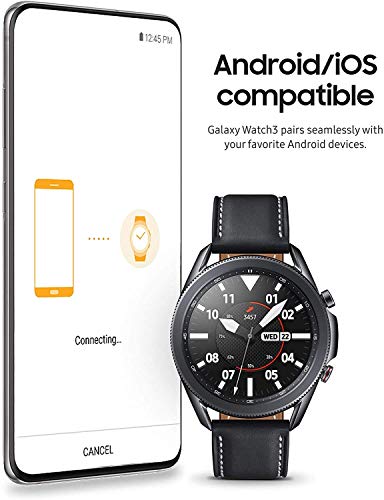 Samsung Galaxy Watch 3 (45mm, GPS, Bluetooth) Smart Watch with Advanced Health Monitoring, Fitness Tracking, and Long Lasting Battery - Mystic Black (Renewed)