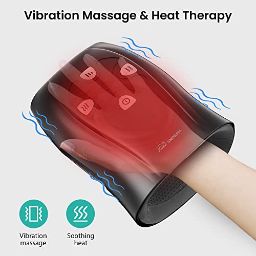 Snailax Hand Massager with Heat, Compression, Vibration, Wireless Hand Massager for Arthristis, Carpal Tunnel, Finger Numbness, Circulation, Pain from Wrist to Palm and Finger,Gifts(Black)