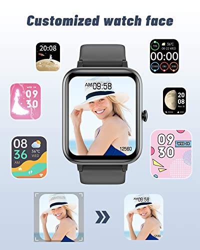 GRV Smart Watch for iOS and Android Phones (Answer/Make Calls), Watches for Men Women IP68 Waterproof Smartwatch Fitness Tracker Watch with Heart Rate/Sleep Monitor Steps Calories Counter (Black)