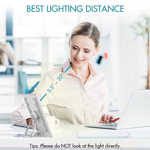 Fitfirst Light Therapy Lamp, 15000 Lux Simulated Sunlight, UV-Free LED Lamp with 3 Color Temperature & 4 Brightness Settings, Adjustable Timer, Foldable Stand for Home Office Travel