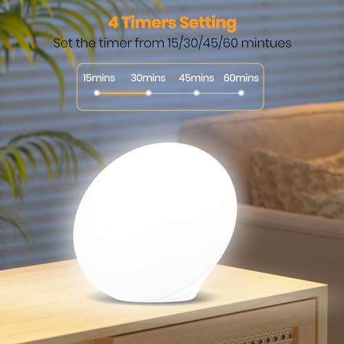 LASTAR Sun Lamp, 10,000 Lux Sunlight Lamp with Touch Control, 5 Brightness Level & 60Min Timer, One-Max Sun Lamp with Memory Function for Home/Office(White)