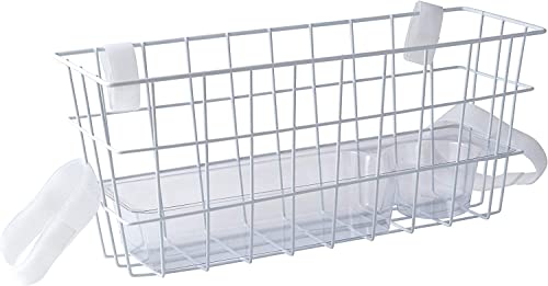 HealthSmart Walker Storage Basket with Cup Holder and Insert Tray, No Tools Needed, White, 16 x 5.5 x 7, Walker Accessories