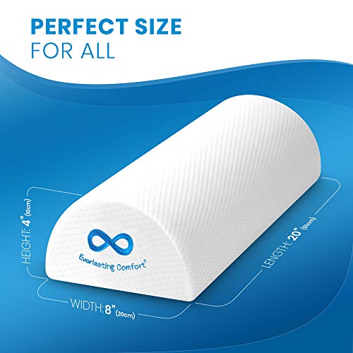 Everlasting Comfort Knee Pillow for Back Sleeping, Comfortable Pure Memory Foam Half Moon Bolster Pillow for Legs - Under Knee Pillow for Sleeping on Back, Leg Pillow for Back Pain