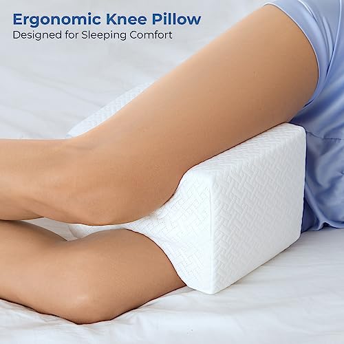 5 STARS UNITED Knee Pillow for Side Sleepers - Memory Foam Leg Pillow for Side Sleeping - Between Legs Pillow for Hip and Lower Back Pain - Sciatica Pain Relief