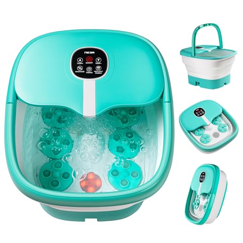 Niksa Collapsible Foot Spa Bath Massager with Heat, Bubbles,6 Motorized Shiatsu Massage &Temperature Control Pedicure Foot Spa Tub with Mini Acupressure Massage Points for Feet Stress Relief