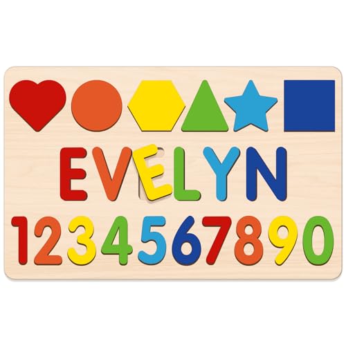 Name Puzzle for Kids Personalized, Montessori Learning Toddler Toys for Boy Girl Alphabet Puzzle, 1st Birthday Girl Gifts, Personalized Baby Gifts for 1+ Year Old Boys Christmas Baby Gifts