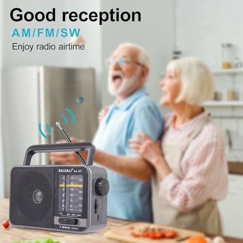 Portable Radio AM FM, Transistor Radio AM FM Radio Portable with Loud Speaker, Small Radio Battery Powered or DC USB, Suitable for Indoor, Outdoor and Emergency Use(BJL-671)