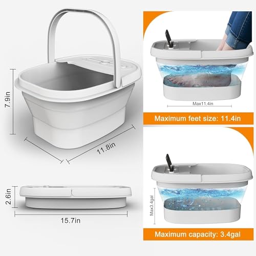 AISZG Collapsible Foot Spa Bath,Foot Massager Bucket with Massage Acupoints,Foot Soaking Tub,Birthday Gifts for Women/Men/Him/Her/Mom/Boyfriend, White