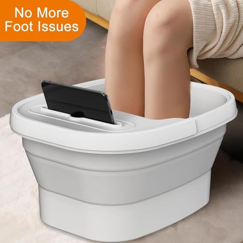 AISZG Collapsible Foot Spa Bath,Foot Massager Bucket with Massage Acupoints,Foot Soaking Tub,Birthday Gifts for Women/Men/Him/Her/Mom/Boyfriend, White