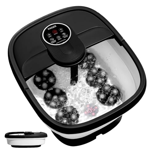 Electric Motorized Foot Spa with Heat, Bubble Massage, Remote Control, 24 Shiatsu Massage Balls for Stress Relief and Pedicure (Black)