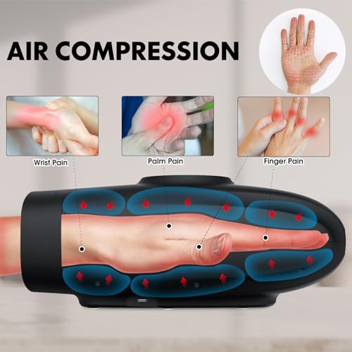 Pecrol Electric Hand Massager with Heat and Vibration for Arthritis Carpal Tunnel, Cordless Hand Massager for Carpal Tunnel and Arthritis for Women Men Dad Home Office Relieve Hand Fatigue