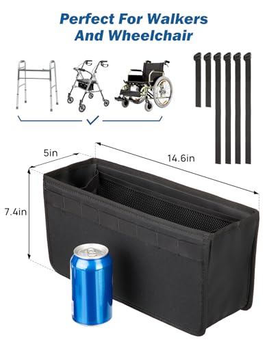 JOYTUTUS Walker Basket for Folding Walker, Basket for Walkers for Seniors, Rollator Walkers Storage Bag, Can be Installed Outside or Inside of Walker, Wheelchair