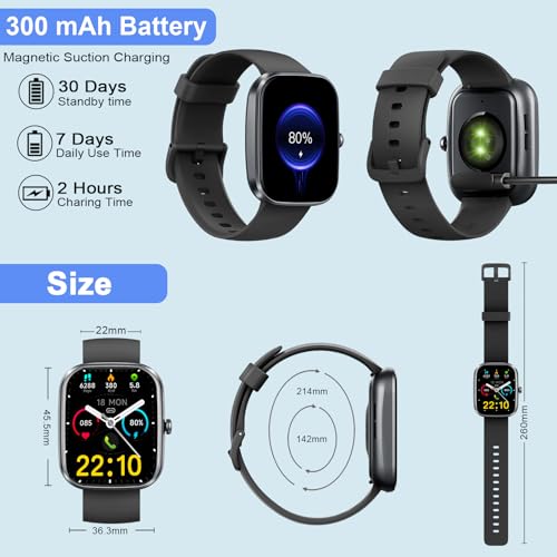 Smart Watch, 1.91"Smartwatch for Men Women (Answer/Make Call), Fitness Tracker with 100+ Sport Modes, IP68 Waterproof, Heart Rate/Sleep Monitor, Spo2, Pedometer, Activity Tracker for Android iOS