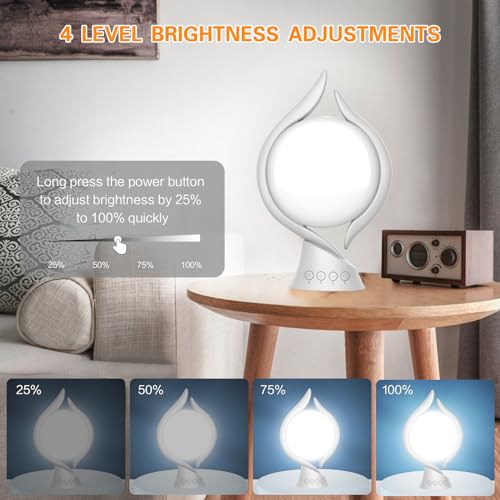 Voraiya Light Therapy Lamp 10000 Lux, UV-Free Therapy Light with 5 Brightness & 3 Color Temperature, 4 Timer & Memory Function, Full Spectrum, Bright Seasonal Sun Light Lamp for Bedroom, Office