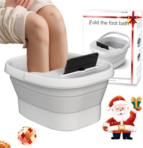 AISZG Collapsible Foot Spa Bath,Foot Massager Bucket with Massage Acupoints,Foot Soaking Tub,Birthday Gifts for Women/Men/Him/Her/Mom/Boyfriend, White