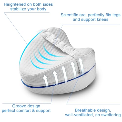 Vertdens Leg Pillow, Additional Give Away Value $10 Spare Pillowcase, Knee Pillow for Side Sleepers, Leg Pillows for Sleeping,Knee Cushion for Sleeping,Suitable for Relieving Leg, Back, Knee Pain…