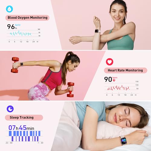 Gydom Smart Watches for Women [Alexa Built-in, Answer/Make Calls, 1.8"] Smartwatch with Heart Rate/SpO2/Sleep/Stress, 100 Sports Modes IP68 Waterproof, Pedometer Fitness Tracker for iOS Android Phones