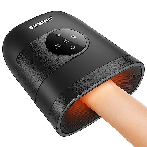 FIT KING Hand Massager with Heat for Hand Massage and Arthritis Carpal Tunnel Finger Numbness Relief - Cordless & Portable & Touch Screen - Birthday Gifts for Women Men Parents- FSA HSA Eligible