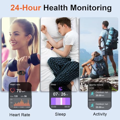 Smart Watch(Answer/Make Calls), 1.96" HD Smartwatches for Men Women, Fitness Tracker with Heart Rate SpO2 Sleep Monitor, Pedometer, 100+ Sport Modes, IP68 Waterproof, Activity Tracker for iOS Android