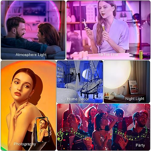 XEBKOR Sunset Lamp Projector Multicolor Changing LED Projection Lamp,Switch Button and APP Control 360 Degree Rotation Sunlight Lamp for Bedroom, Photography, Party, Tiktok Live, Room Decor