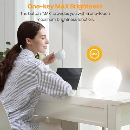 LASTAR Sun Lamp, 10,000 Lux Sunlight Lamp with Touch Control, 5 Brightness Level & 60Min Timer, One-Max Sun Lamp with Memory Function for Home/Office(White)